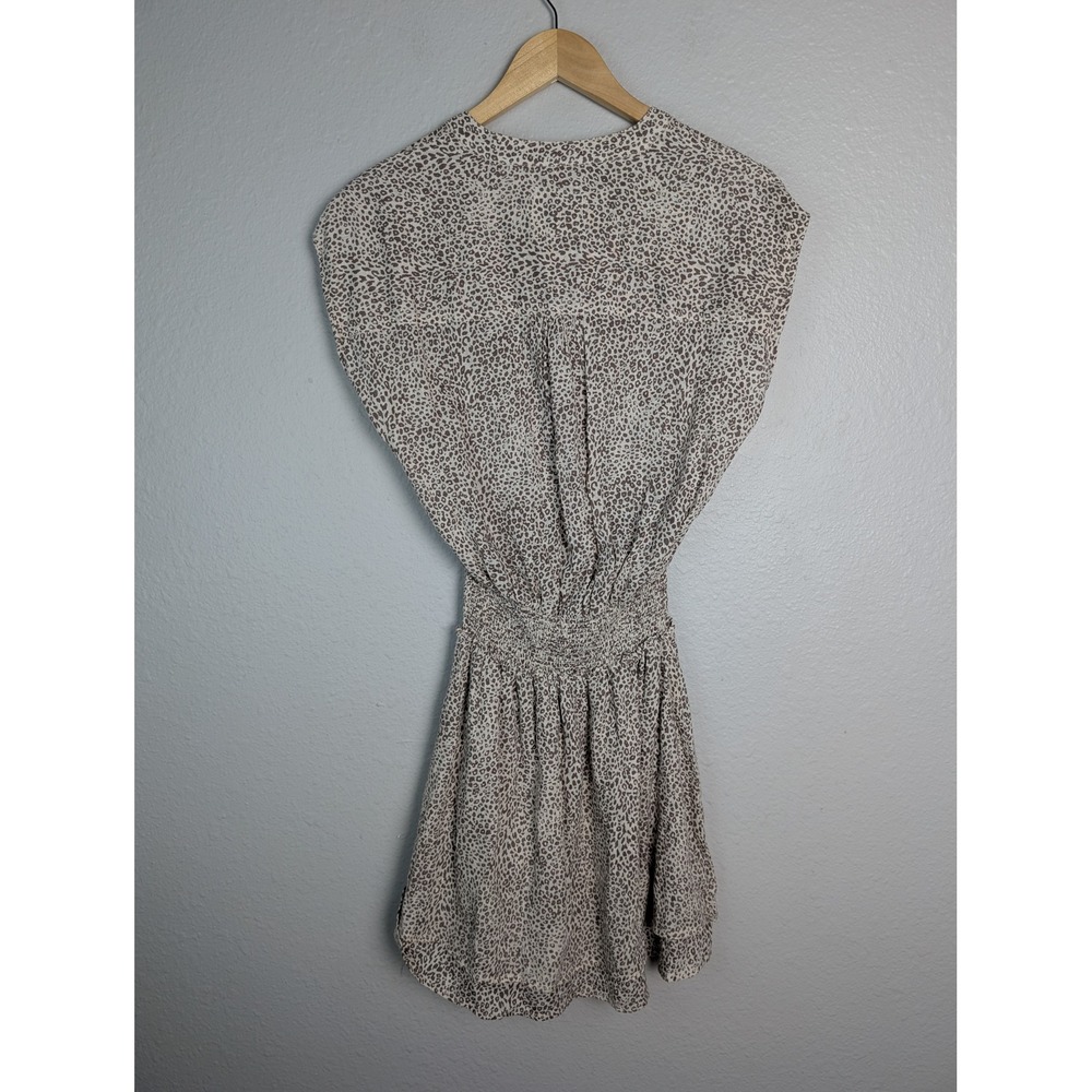 Rails Angelina Dress Sand Cheetah Linen Blend Smocked Waist Mini Beige XS - Picture 3 of 10